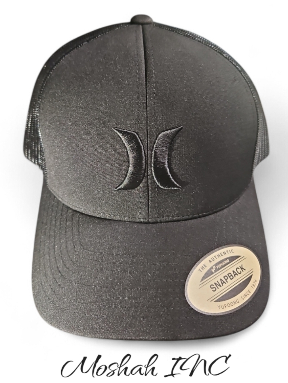 Hurley Del Mar Trucker Hat All Black Snapback One Size Mens Cap Mesh Back